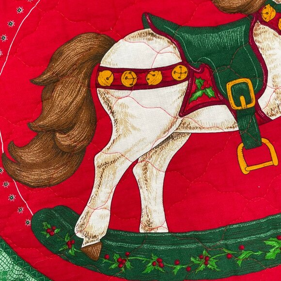 Vintage Christmas‎ Placemats Rocking Horses Set of Four Red Green Lace Holiday - Picture 9 of 14